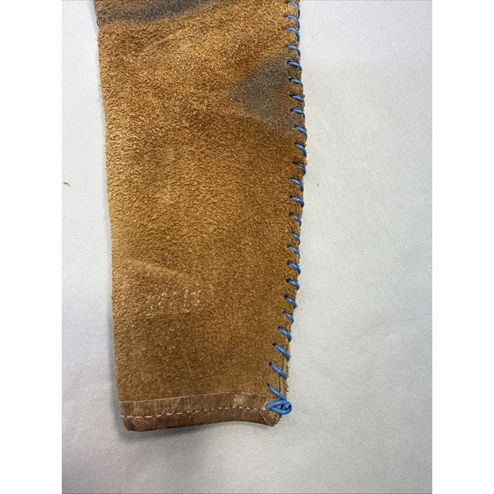 Vintage Handmade Brown Suede Leather Knife Sheath Holster Blue Whipstitch 10